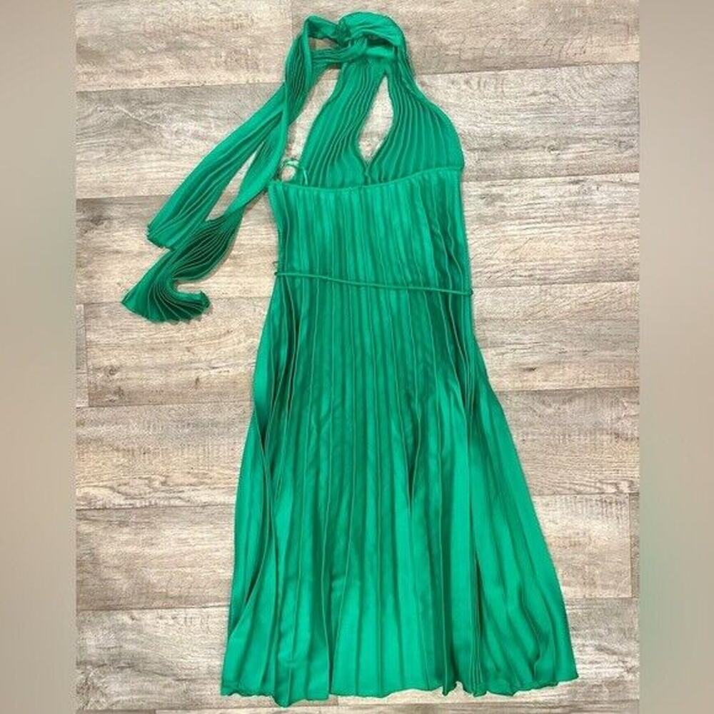 Mango NWT Emerald Green Pleated Halter Midi Dress 6 8 - Picture 16 of 16